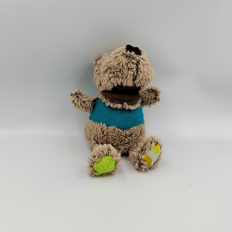 Doudou ours César beige bleu LILLIPUTIENS