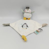 Doudou pingouin gris blanc mouchoir TIAMO