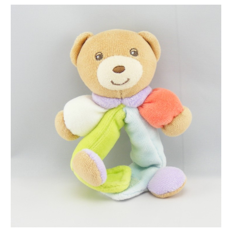 Attache tétine doudou ours rouge bleu vert KALOO 