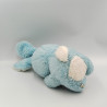 Ancienne peluche lapin bleu blanc grelot AJENA