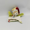 Doudou et compagnie plat ours arlequin mouchoir vert rouge