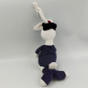 Doudou lapin blanc bleu Marine rayé Marin TAPE A L'OEIL