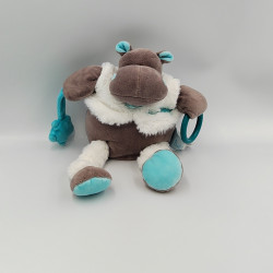 Doudou Hippopotame marron blanc bleu Bazile l'hippo anneau étoile BABY NAT