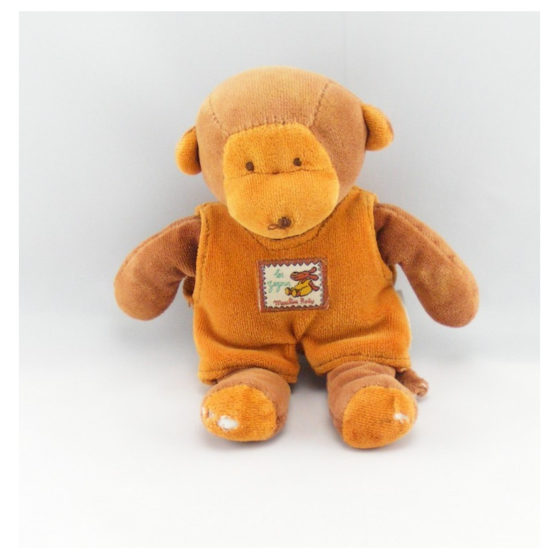 Doudou éléphant marron salopette Les Zazous MOULIN ROTY