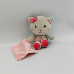Doudou chat gris rose mouchoir BABY NAT