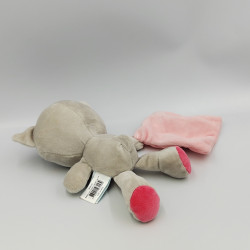 Doudou chat gris rose mouchoir BABY NAT