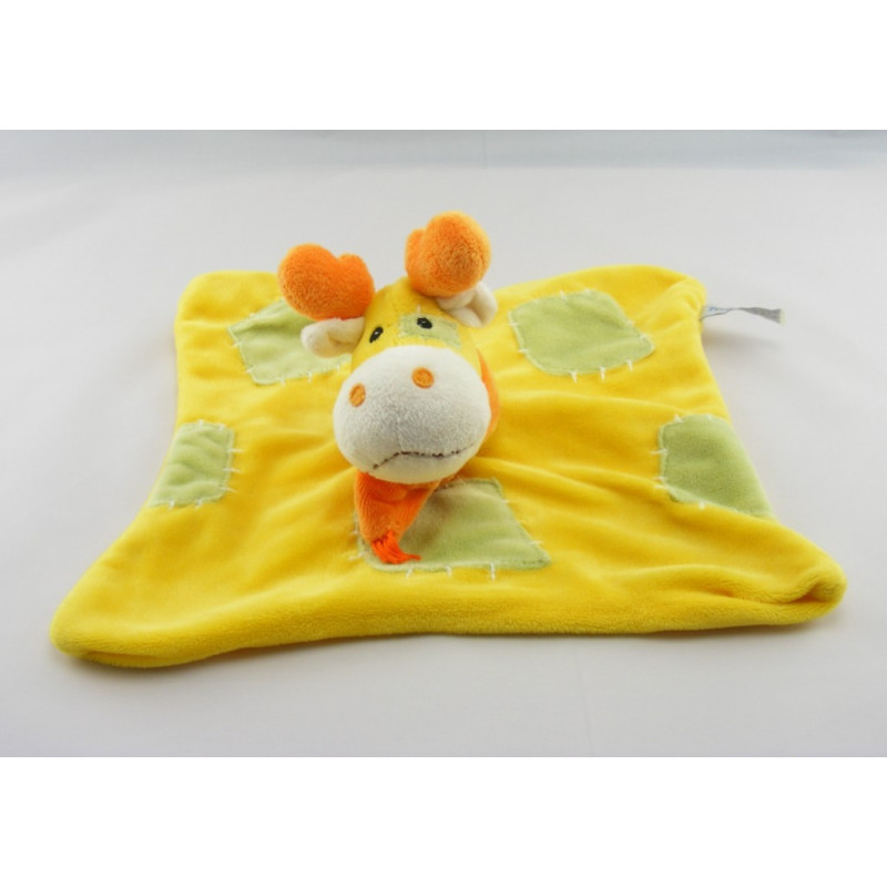 Doudou cerf elan renne vert orange sur rond jaune TOYS LAND