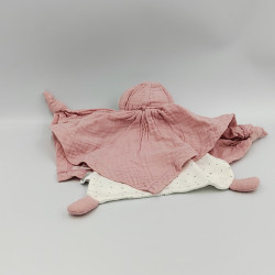 Doudou plat ours rose blanc pois coton bio KALOO