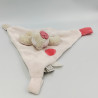 Doudou plat carré oiseau pingouin beige rose Daisy et Coco NOUKIE'S