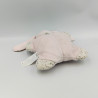 Doudou semi plat lapin rose blanc fleurs BOUT'CHOU BOUTCHOU