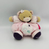 Doudou ours beige rose violet oiseau Petite rose KALOO