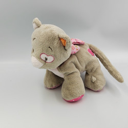 Doudou chat gris rose fleurs coeur Iris NOUKIE'S 23 cm