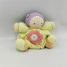 Doudou poupon patapouf vert mauve fleur rouge Chubby baby KALOO