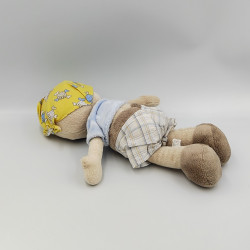 Doudou poupée garçon pirate Joe beige jaune bleu bandanas NOUKIE'S