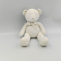 Doudou ours blanc First couronne noeud NICOTOY