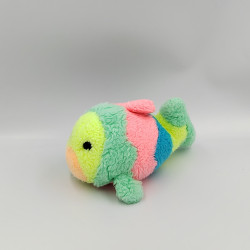 Ancienne peluche poisson vert rose jaune bleu NOUNOURS