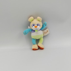 Mini Doudou ours vert blanc bleu orange BABY NAT