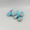 Mini Doudou lapin bleu vert rouge rayé attache tétine