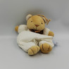 Doudou musical ours beige blanc noeud satin Comptine
