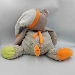 Doudou ma cachette à pyjama ours gris orange rayé bleu Oscar BABY NAT