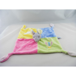 Doudou plat souris jaune vert rose bleu nuage GIPSY