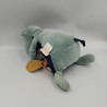 Doudou hippopotame bleu rouge hochet miroir Les Papoum MOULIN ROTY
