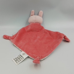 Doudou plat lapin rose blanc étoiles cape MOTS D'ENFANTS