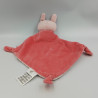 Doudou plat lapin rose blanc étoiles cape MOTS D'ENFANTS