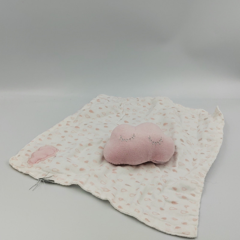 DOUDOU PLAT NUAGE ROSE BLANC