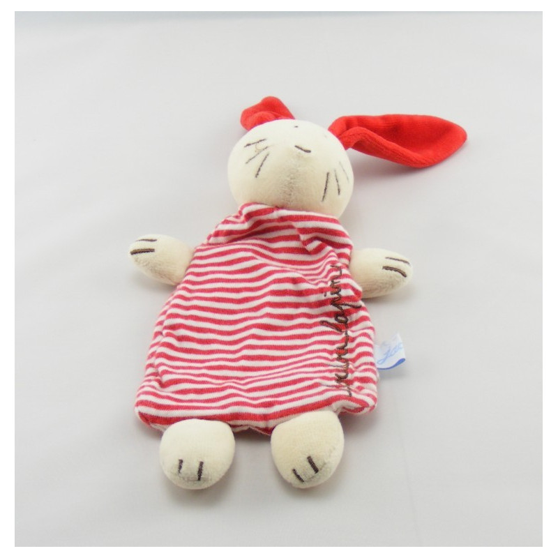 Doudou plat lapin rayé bleu JACADI