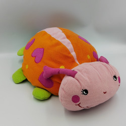 Grand doudou coccinelle orange rose vert coeurs TEX