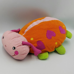 Grand doudou coccinelle orange rose vert coeurs TEX