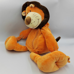 Grand doudou sac à dos lion orange marron LILLIPUTIENS