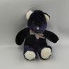 Peluche ours bleu marine blanc noeud IKEA