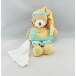 Doudou ours mouchoir bleu jaune orange BABY NAT 