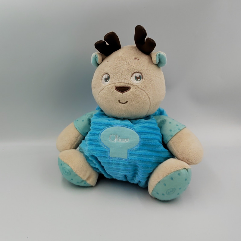 Doudou cerf elan renne beige marron bleu CHICCO