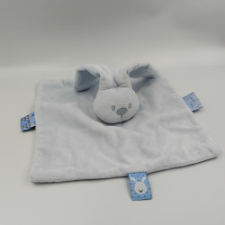 Doudou plat carré lapin bleu ciel Lapidou NATTOU
