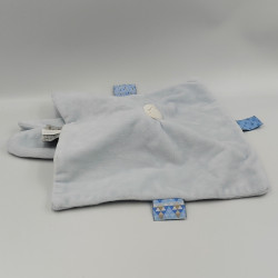 Doudou plat carré lapin bleu ciel Lapidou NATTOU