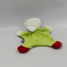 Doudou plat chat blanc vert bleu rouge rayé SUCRE D'ORGE