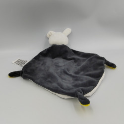 Doudou plat lapin blanc jaune gris noir nuages cape MOTS D'ENFANTS