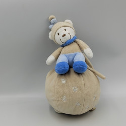 Doudou musical ours bleu beige sur boule NICOTOY