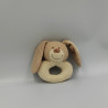 Doudou hochet lapin beige écru TEX