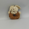 Doudou hochet lapin blanc marron CMP