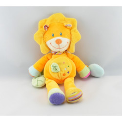 Doudou lion jaune orange feuille verte POMMETTE