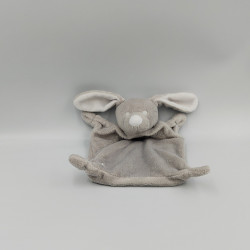 DOUDOU PLAT LAPIN GRIS BLANC GRAIN DE BLE