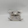 DOUDOU PLAT LAPIN GRIS BLANC GRAIN DE BLE