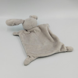 DOUDOU PLAT LAPIN GRIS BLANC GRAIN DE BLE