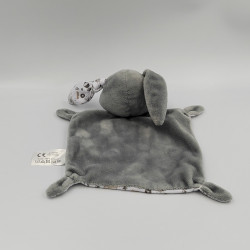 Doudou plat lapin gris blanc fleurs leopard lovely masque IKKS