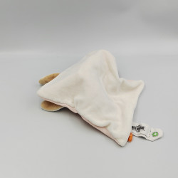 Doudou bio plat lapin rose blanc Baby nat