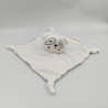 Doudou plat ours panda blanc gris SIPLEC